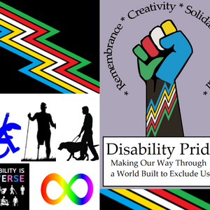 Afiches multicolores que representan el movimiento 'Disability Pride'